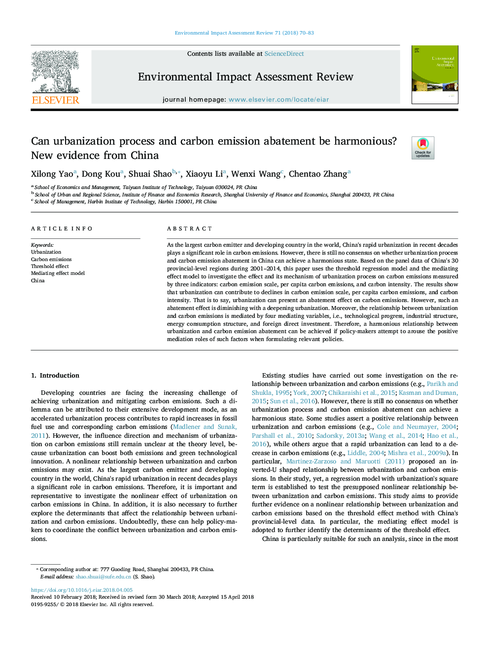 Can urbanization process and carbon emission abatement be harmonious? New evidence from China