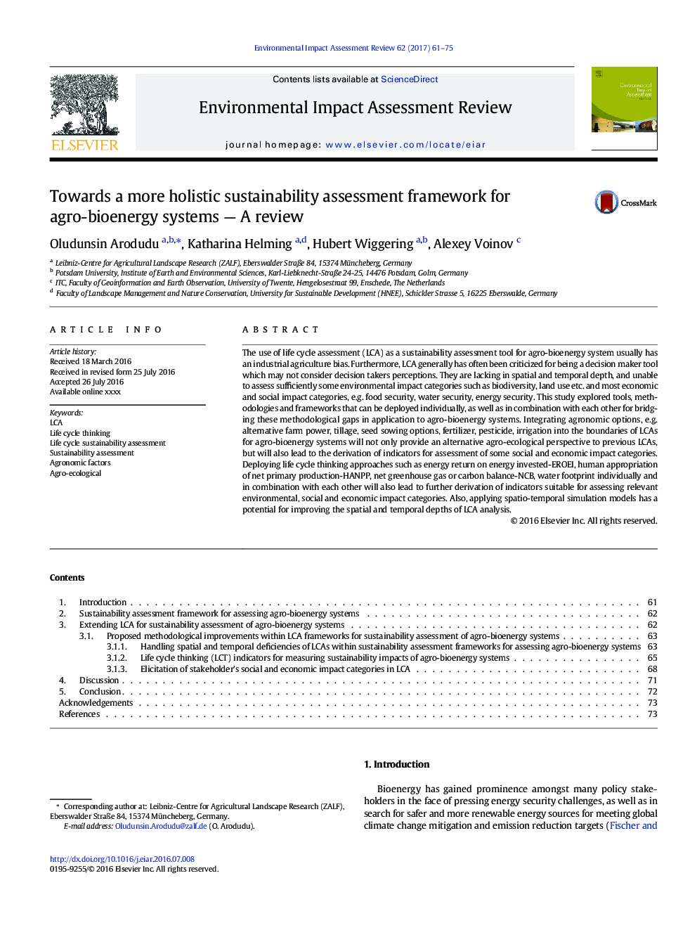 Towards a more holistic sustainability assessment framework for agro-bioenergy systems - A review