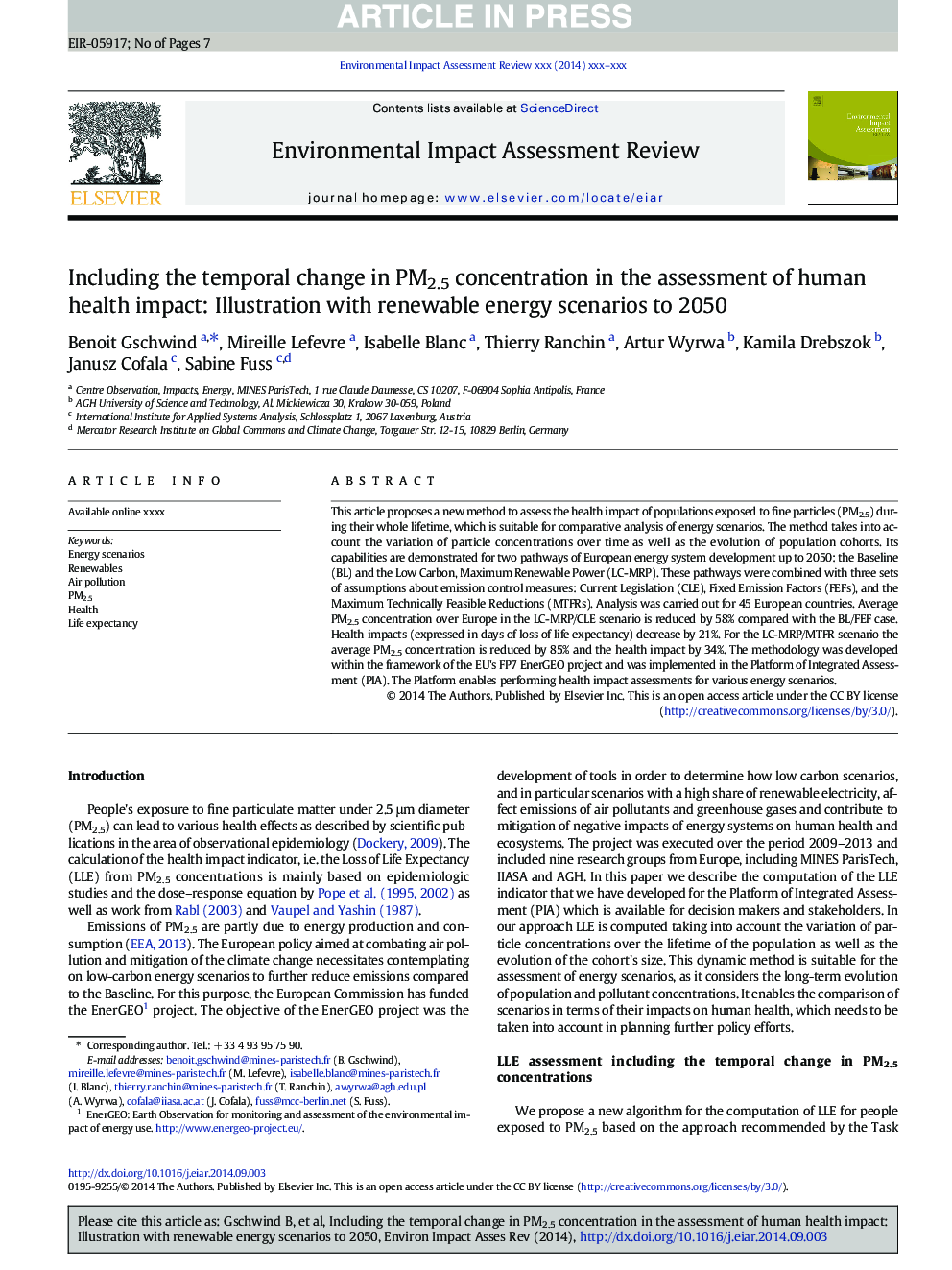 Including the temporal change in PM2.5 concentration in the assessment of human health impact: Illustration with renewable energy scenarios to 2050