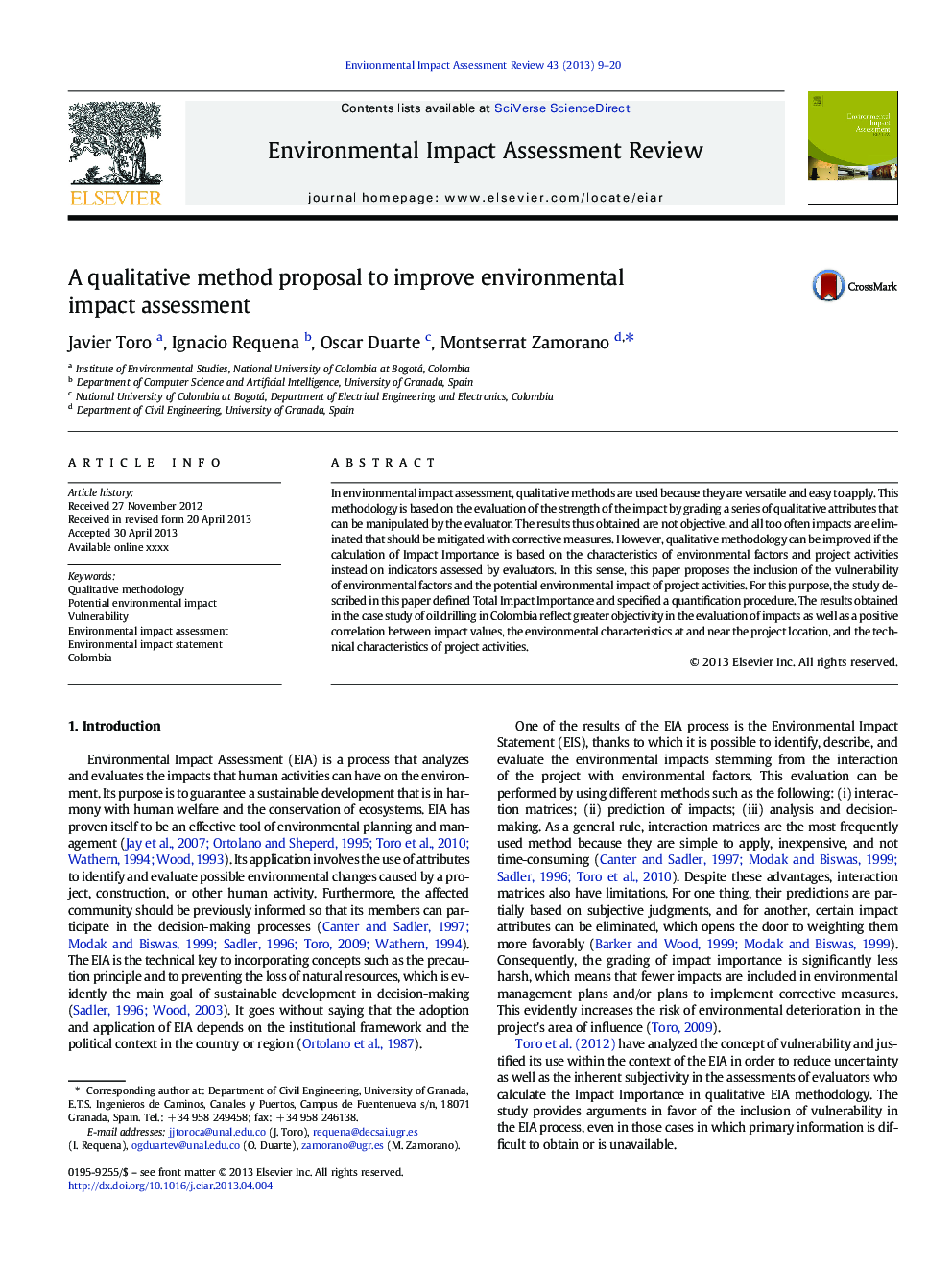 A qualitative method proposal to improve environmental impact assessment