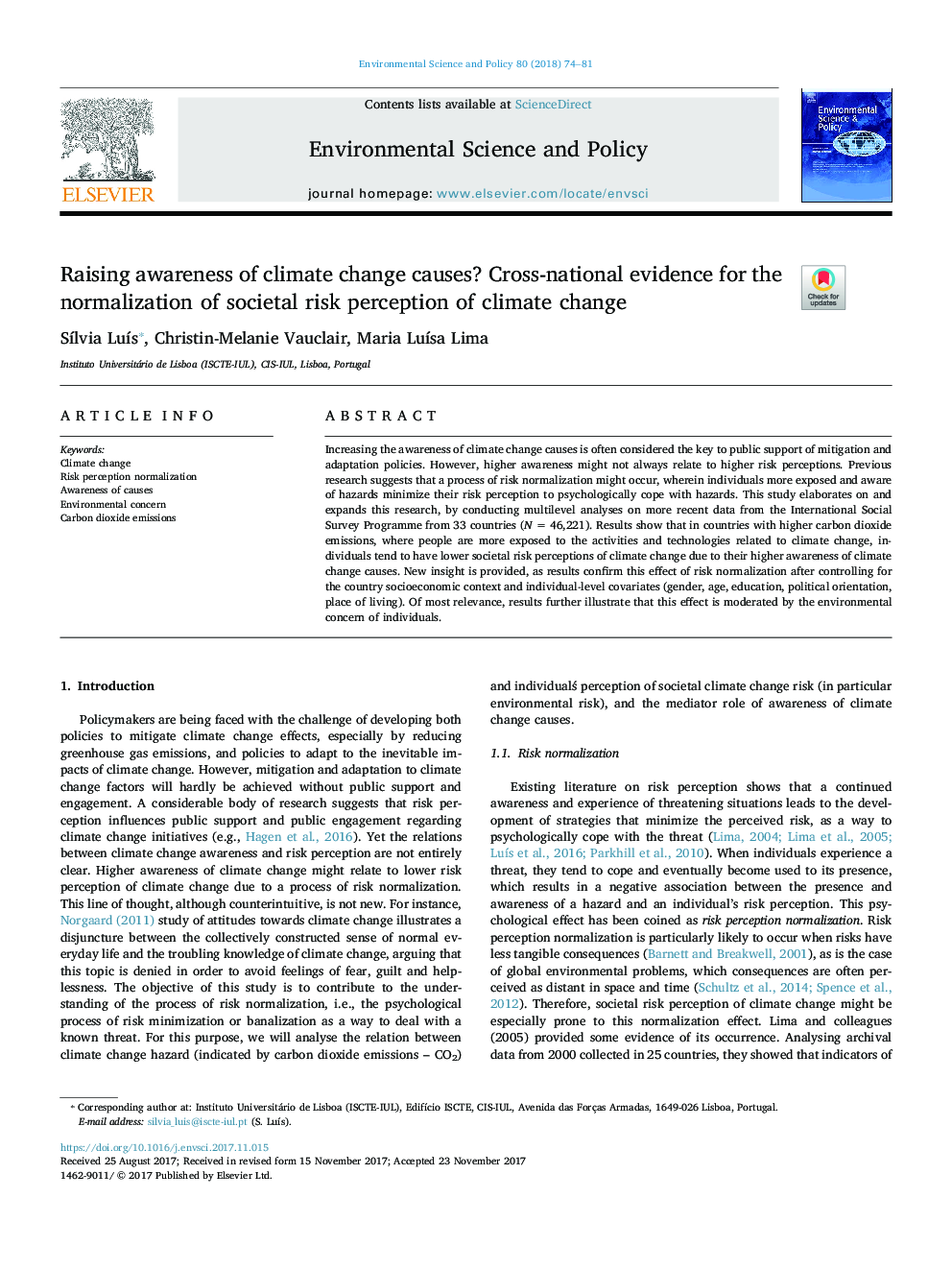 Raising awareness of climate change causes? Cross-national evidence for the normalization of societal risk perception of climate change