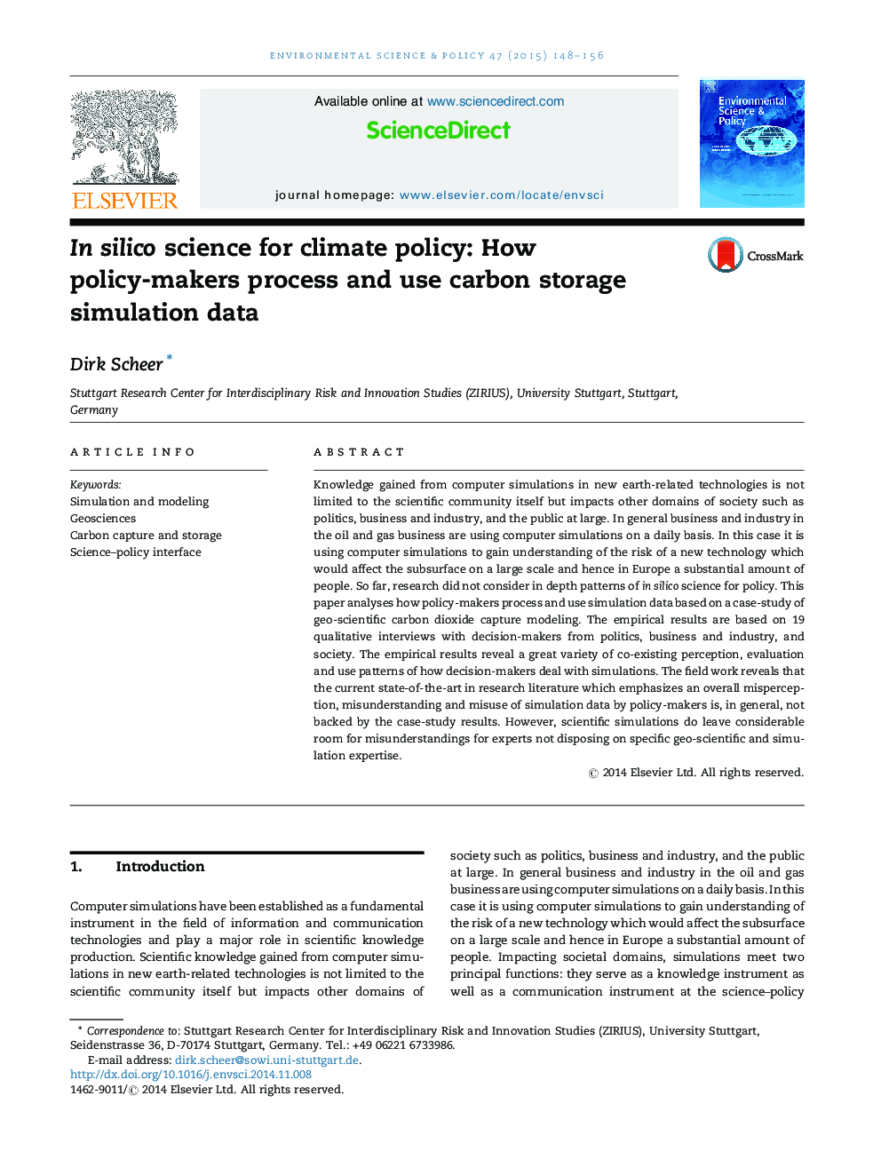 در علم سیلیکا برای سیاست آب و هوا: چطور سیاست گذاران اطلاعات شبیه سازی ذخیره سازی کربن را پردازش و استفاده می کنند 