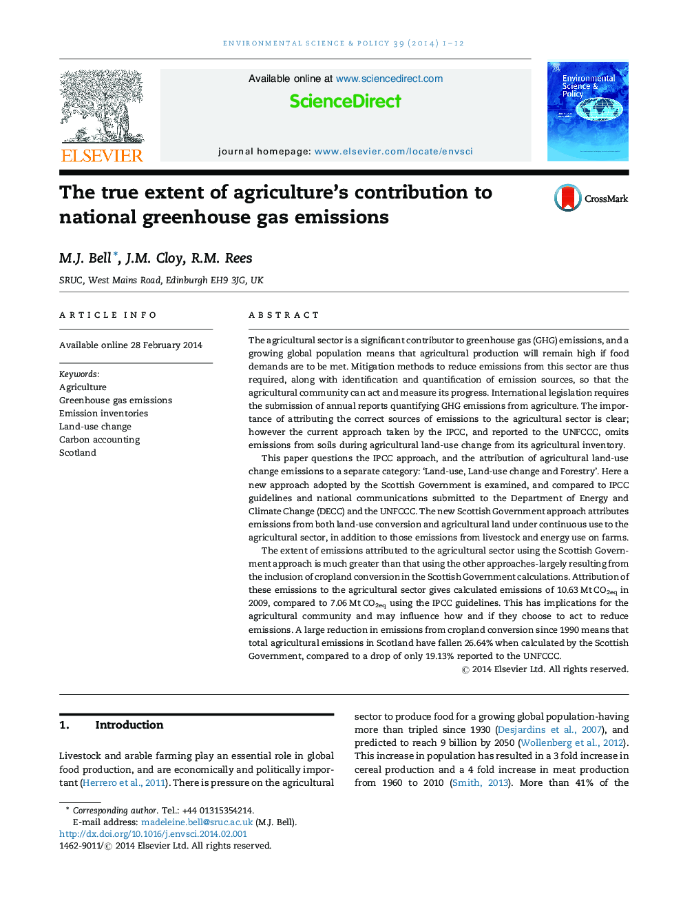 The true extent of agriculture's contribution to national greenhouse gas emissions