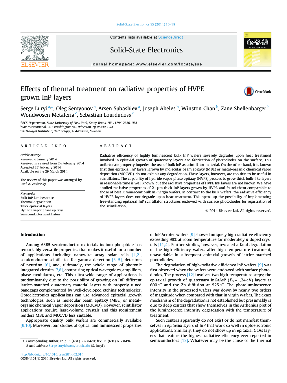 Effects of thermal treatment on radiative properties of HVPE grown InP layers