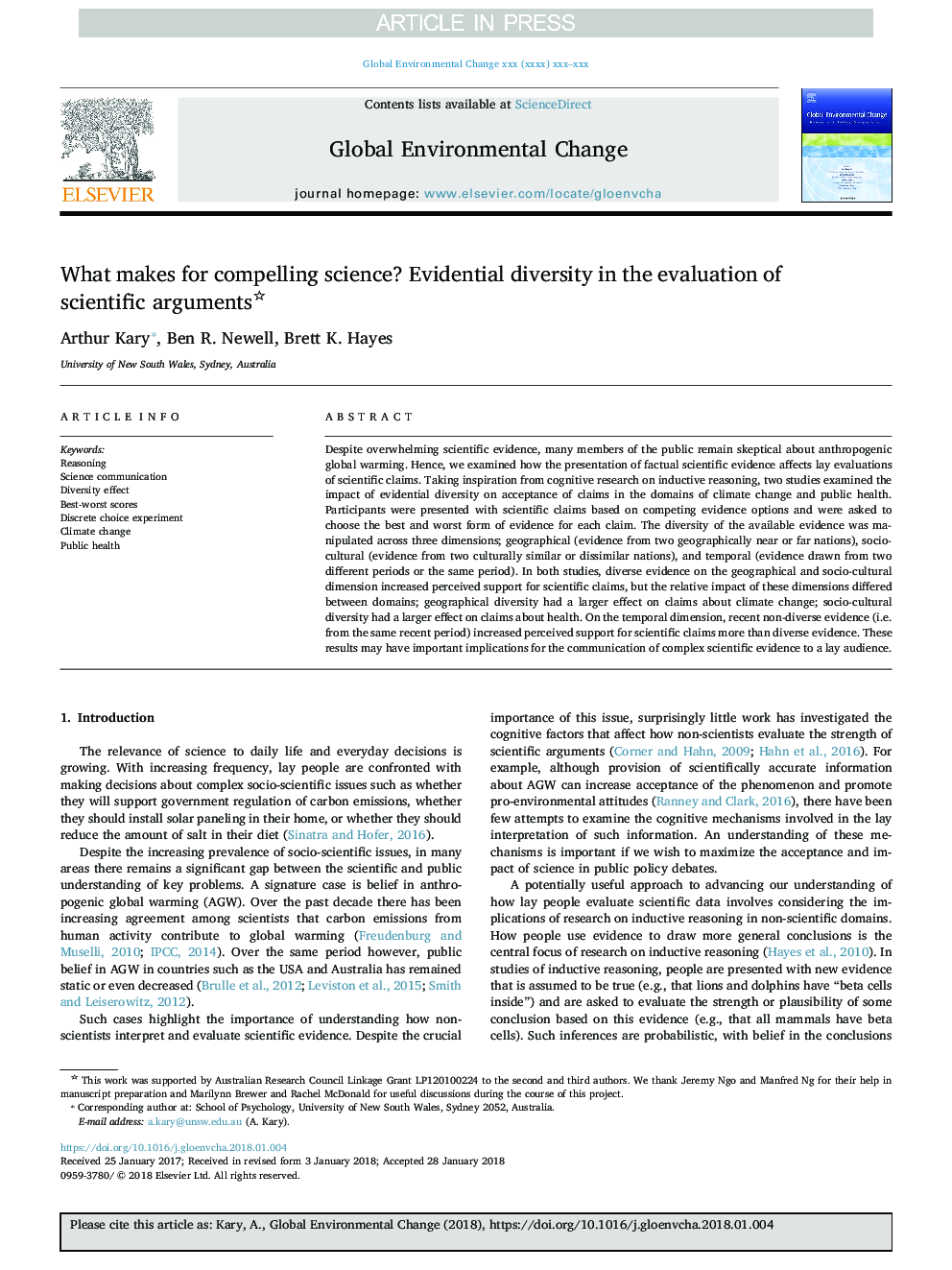 What makes for compelling science? Evidential diversity in the evaluation of scientific arguments