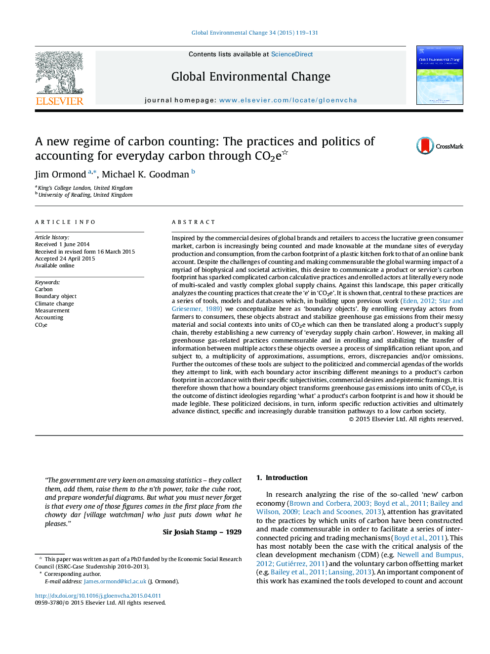 A new regime of carbon counting: The practices and politics of accounting for everyday carbon through CO2e