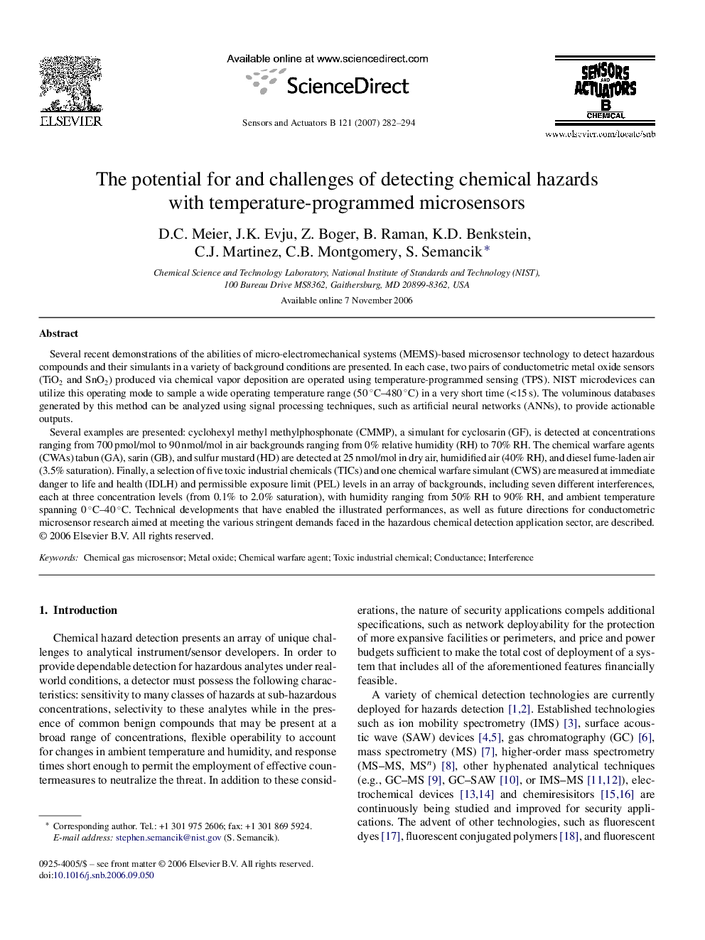 The potential for and challenges of detecting chemical hazards with temperature-programmed microsensors