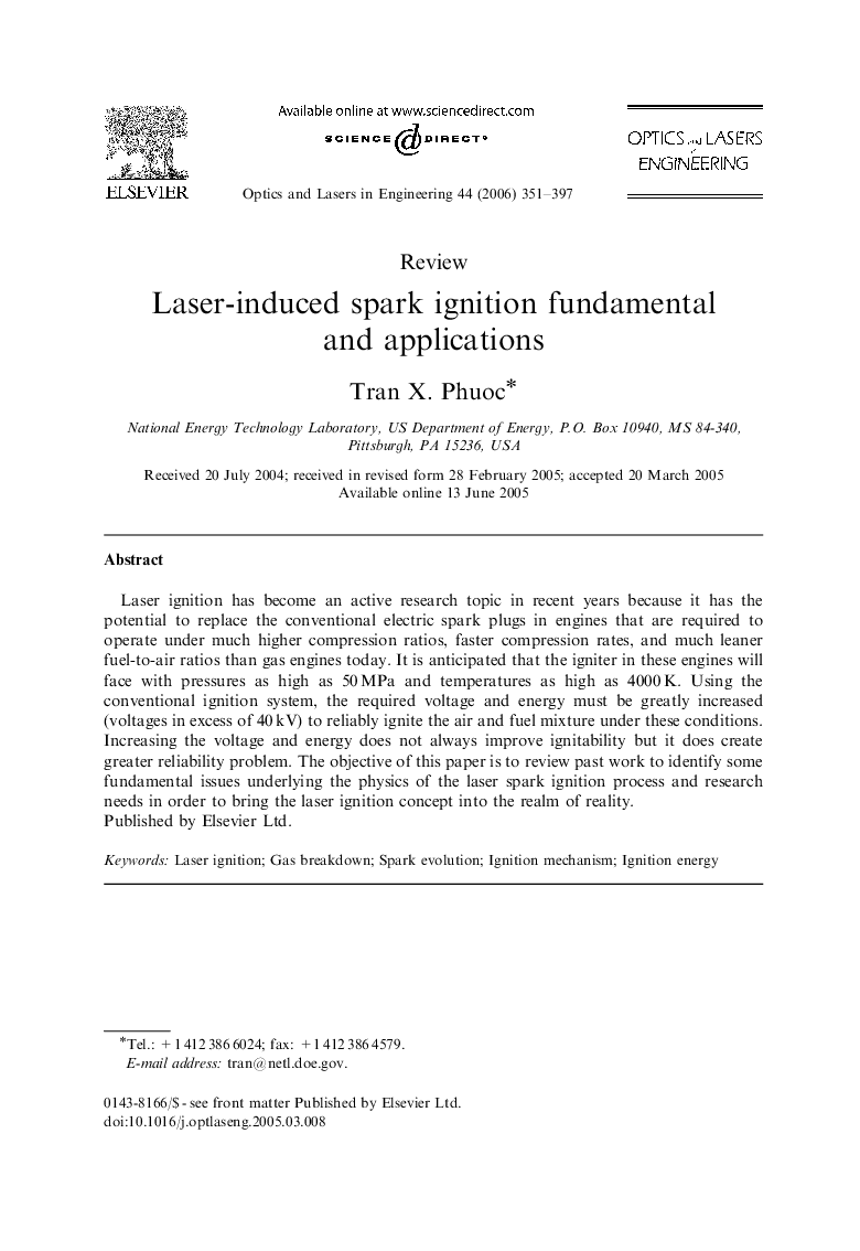 Laser-induced spark ignition fundamental and applications