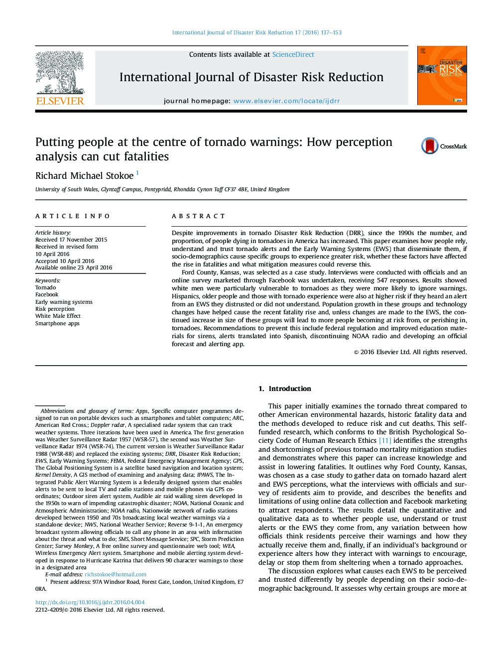 Putting people at the centre of tornado warnings: How perception analysis can cut fatalities