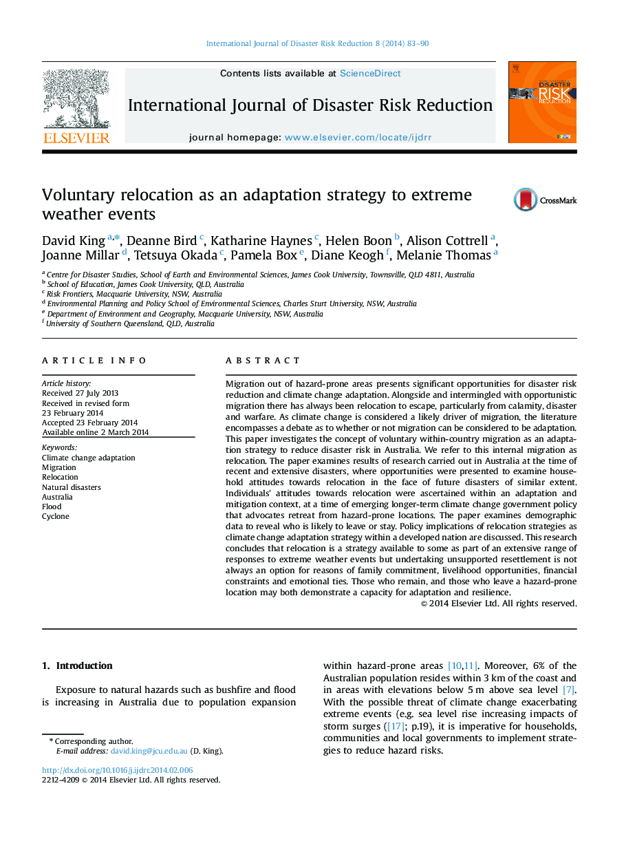 Voluntary relocation as an adaptation strategy to extreme weather events