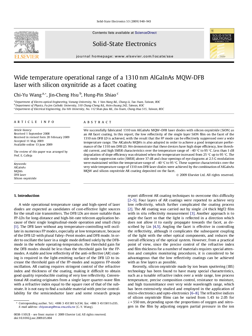 Wide temperature operational range of a 1310 nm AlGaInAs MQW-DFB laser with silicon oxynitride as a facet coating