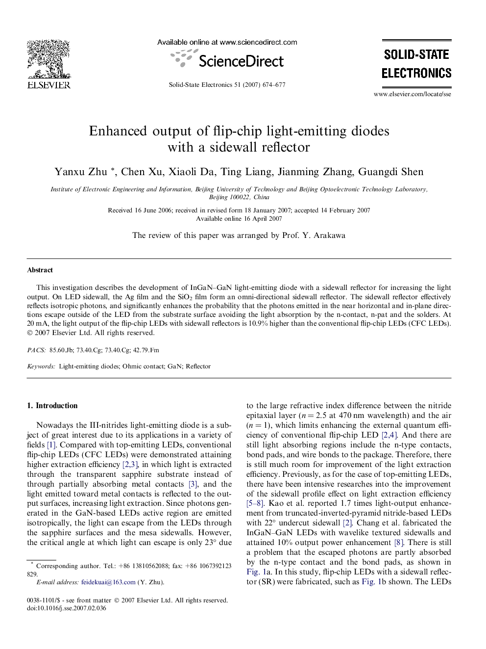 Enhanced output of flip-chip light-emitting diodes with a sidewall reflector
