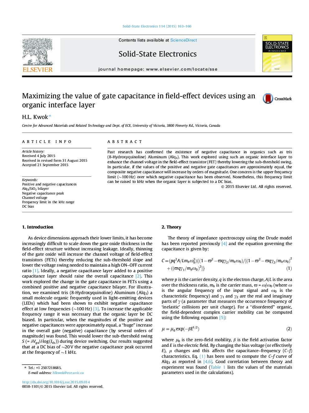 Maximizing the value of gate capacitance in field-effect devices using an organic interface layer