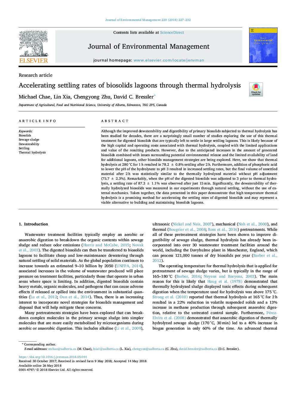 Accelerating settling rates of biosolids lagoons through thermal hydrolysis