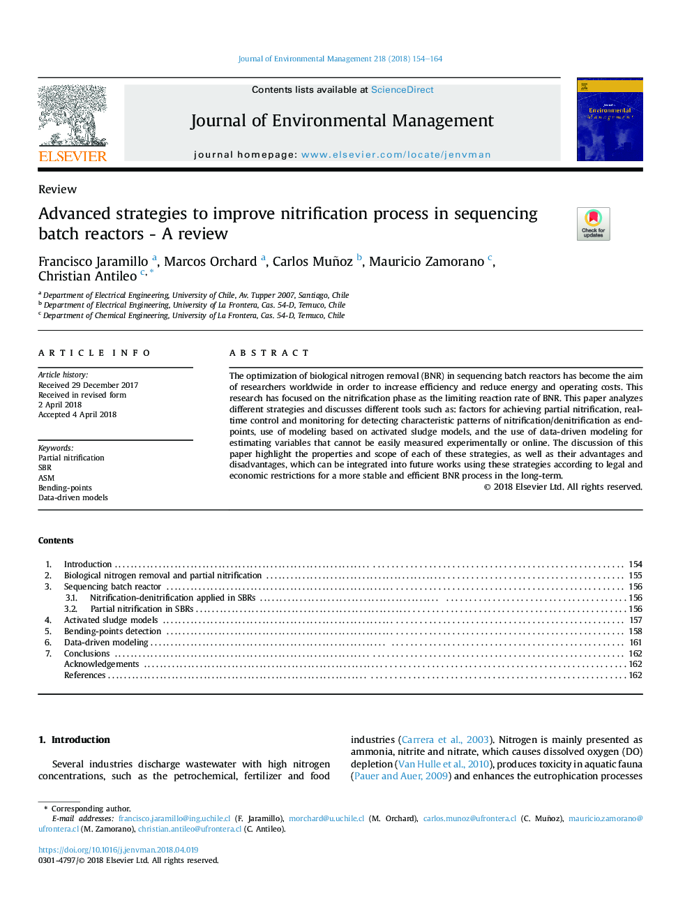 Advanced strategies to improve nitrification process in sequencing batch reactors - A review