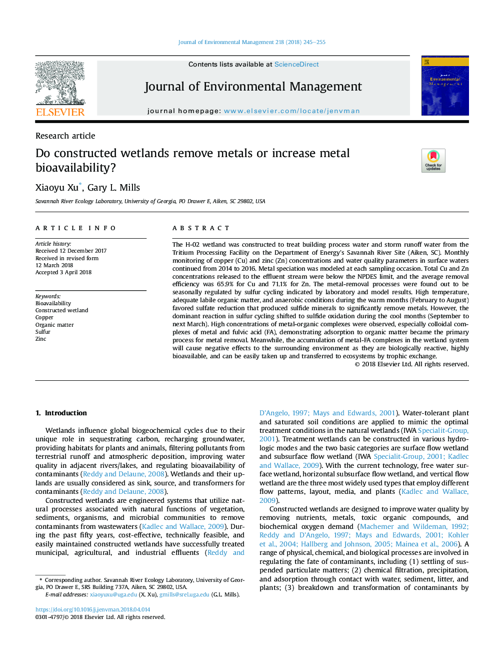 Do constructed wetlands remove metals or increase metal bioavailability?