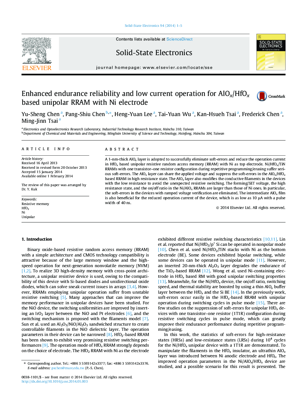 Enhanced endurance reliability and low current operation for AlOx/HfOx based unipolar RRAM with Ni electrode