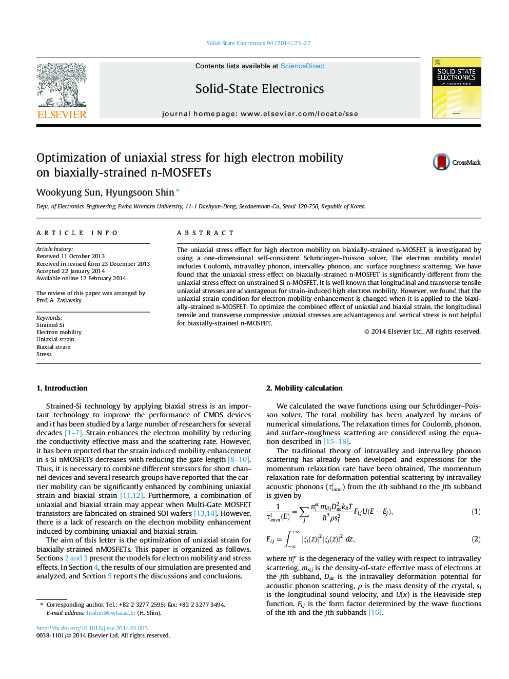 Optimization of uniaxial stress for high electron mobility on biaxially-strained n-MOSFETs