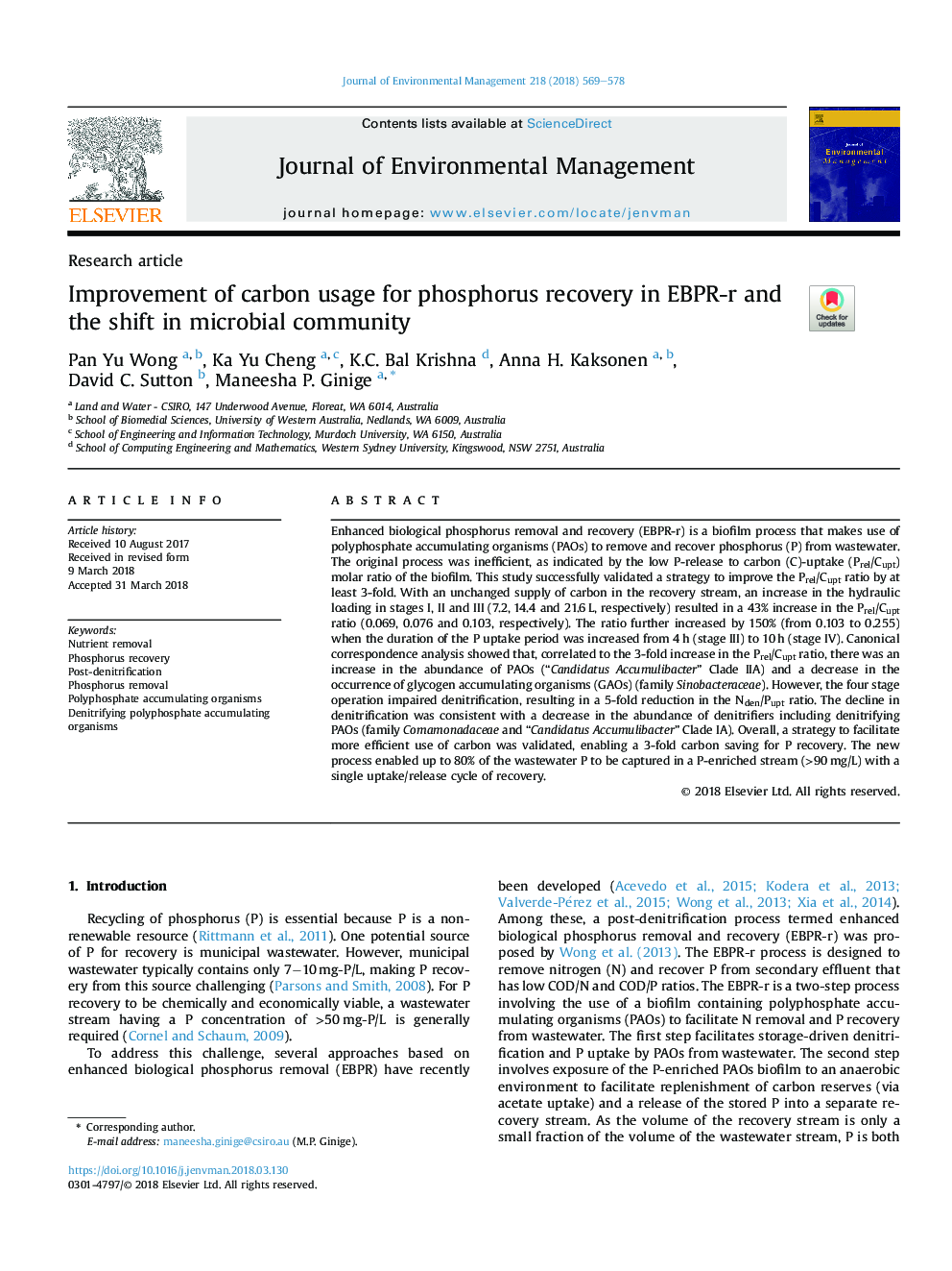 Improvement of carbon usage for phosphorus recovery in EBPR-r and the shift in microbial community