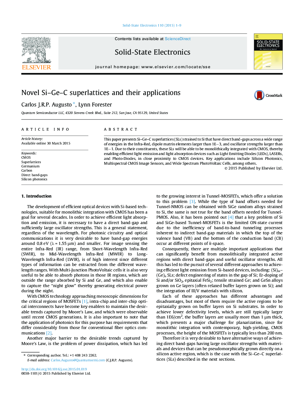 Novel Si–Ge–C superlattices and their applications