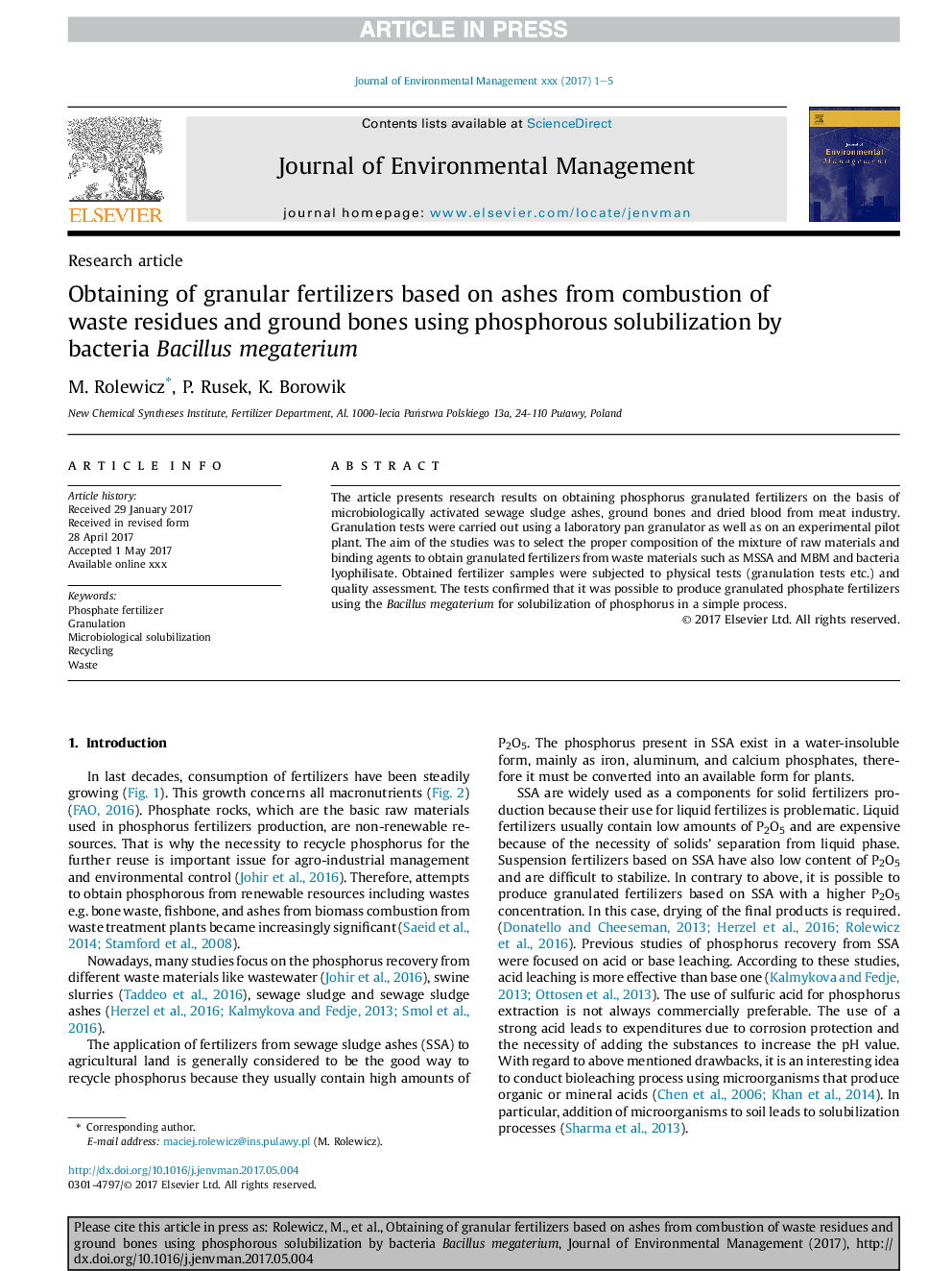 Obtaining of granular fertilizers based on ashes from combustion of waste residues and ground bones using phosphorous solubilization by bacteria Bacillus megaterium