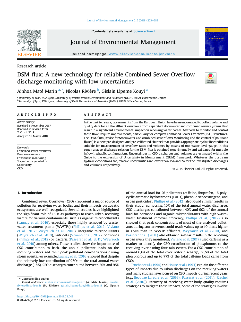 DSM-flux: A new technology for reliable Combined Sewer Overflow discharge monitoring with low uncertainties