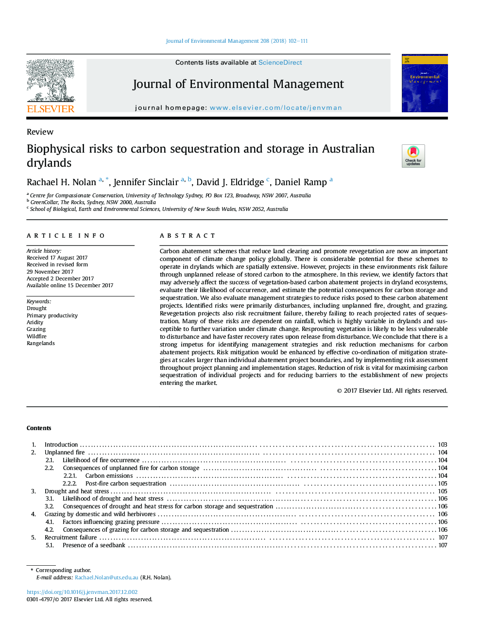 Biophysical risks to carbon sequestration and storage in Australian drylands