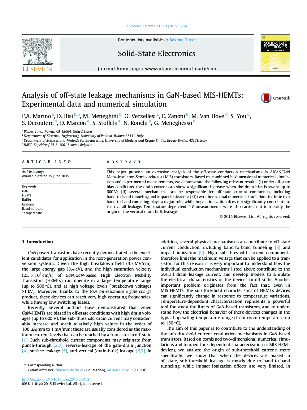 Analysis of off-state leakage mechanisms in GaN-based MIS-HEMTs: Experimental data and numerical simulation