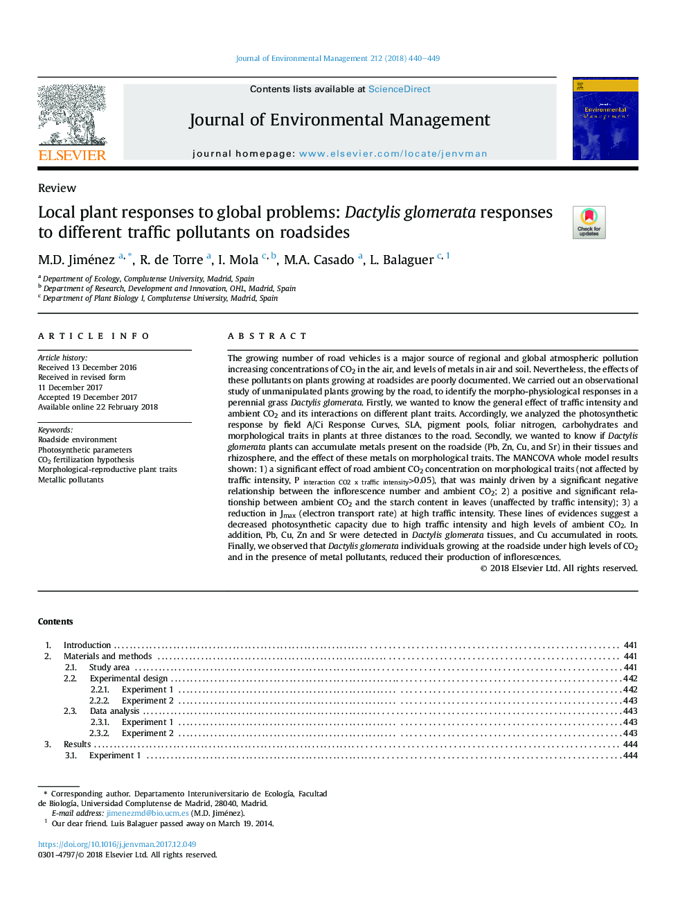واکنش گیاهان محلی به مشکلات جهانی: واکنش دقتیل گلومراتا به آلودگی های ترافیکی مختلف در کنار جاده ها 