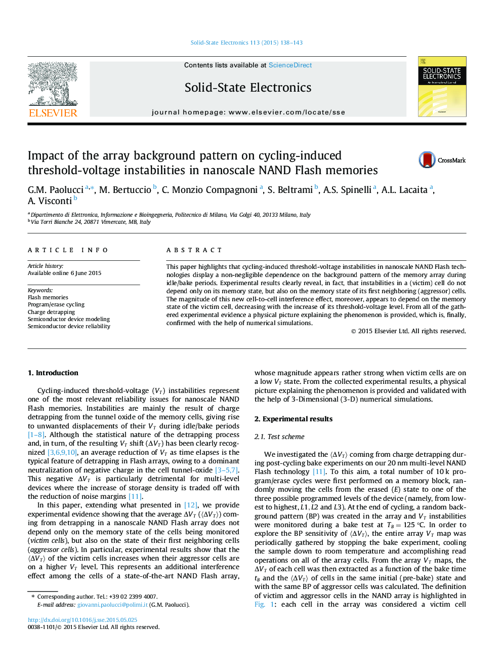 Impact of the array background pattern on cycling-induced threshold-voltage instabilities in nanoscale NAND Flash memories