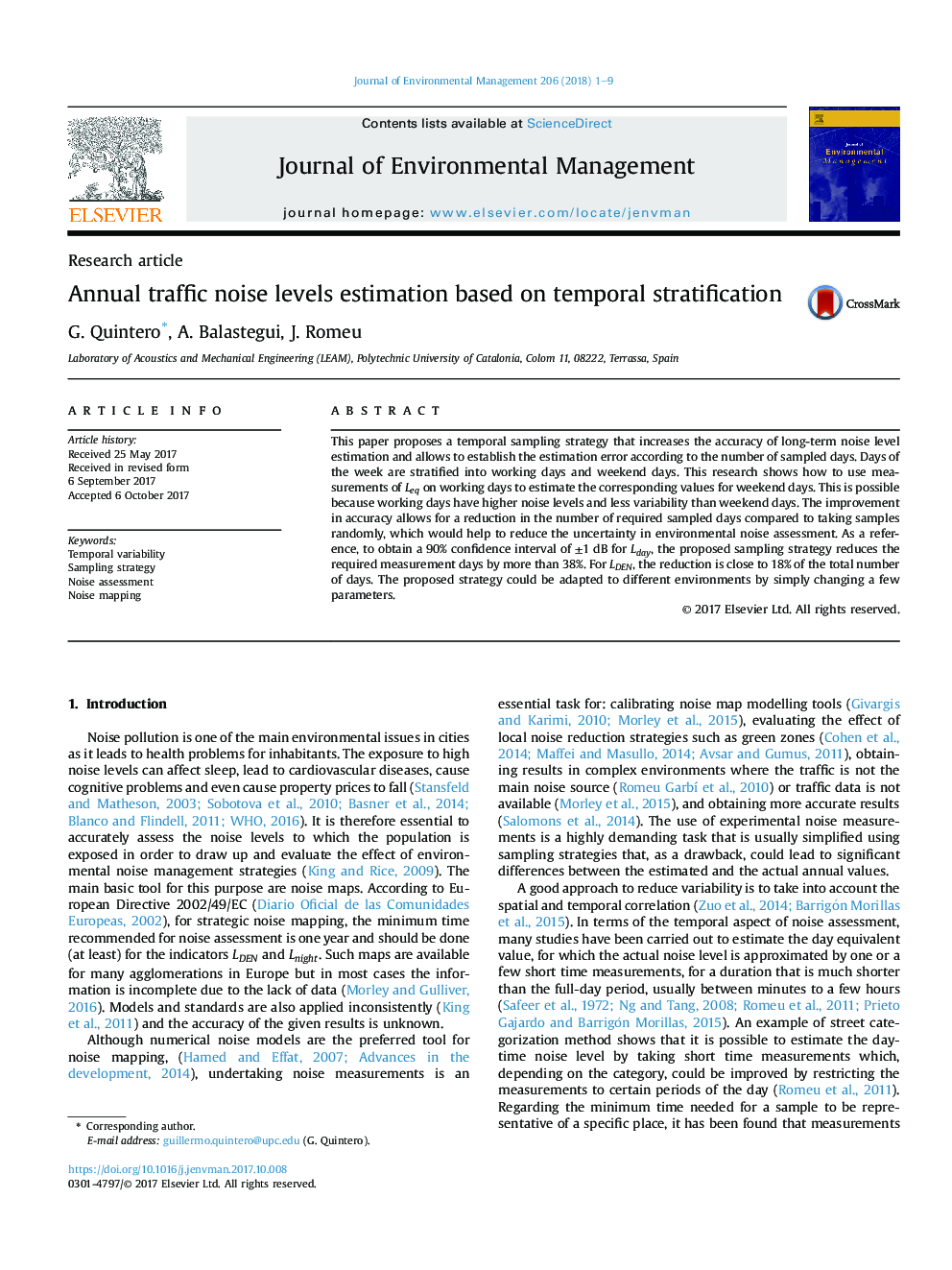 Annual traffic noise levels estimation based on temporal stratification