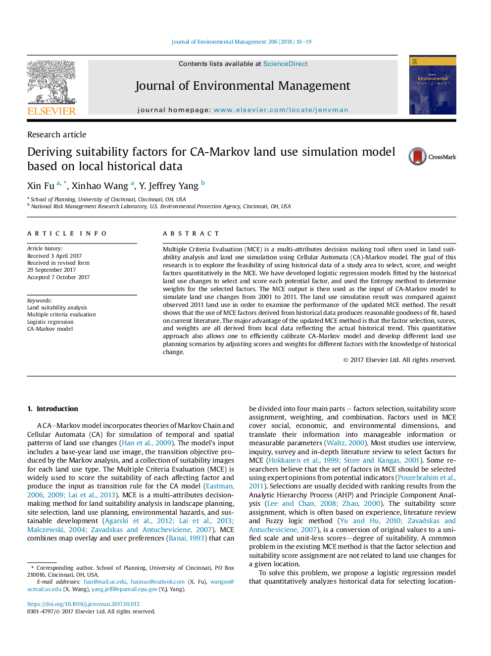 Deriving suitability factors for CA-Markov land use simulation model based on local historical data