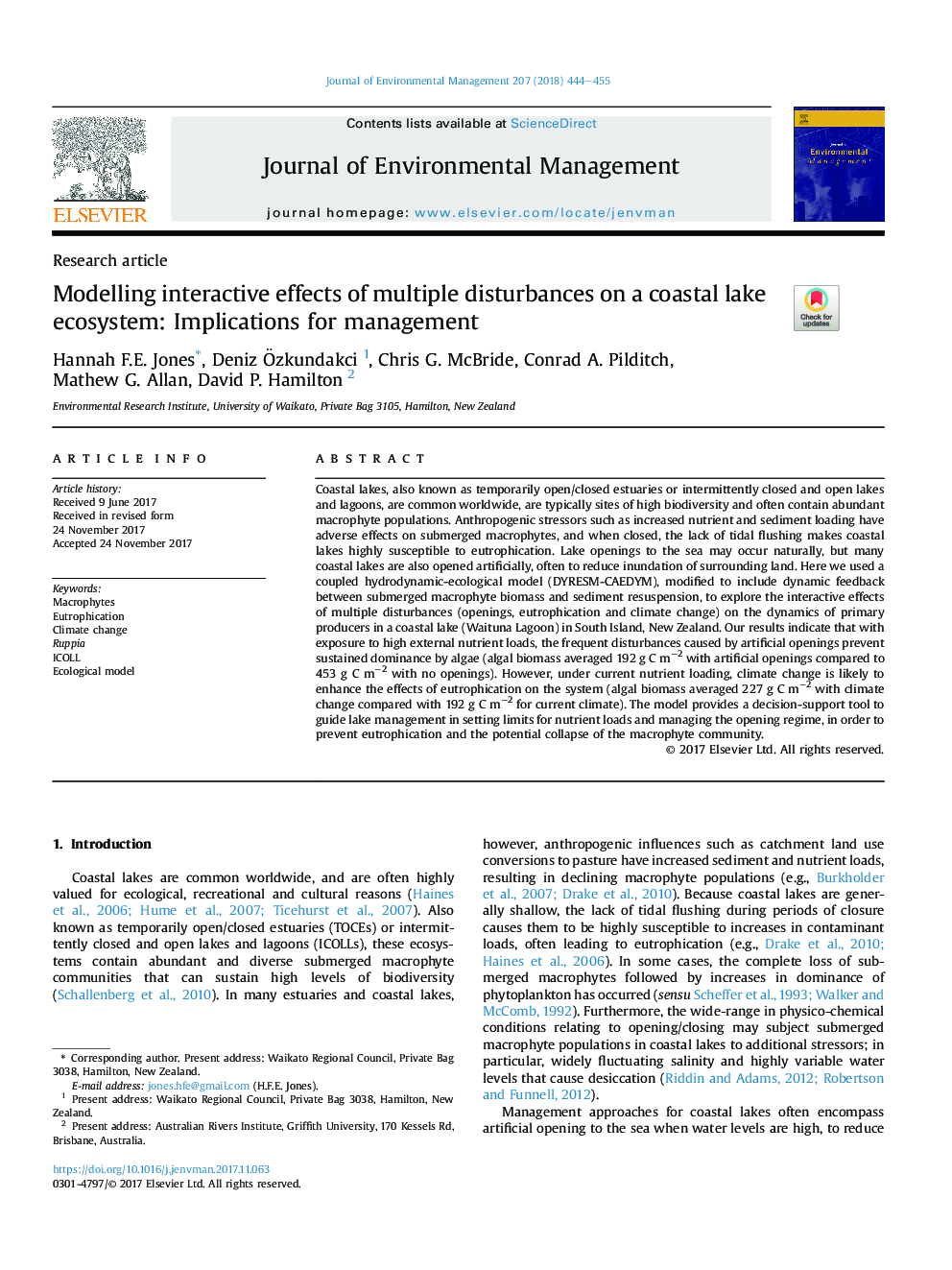 مدل سازی اثرات تعاملی اختلالات متعدد در اکوسیستم دریاچه ساحلی: پیامدهای مدیریت 