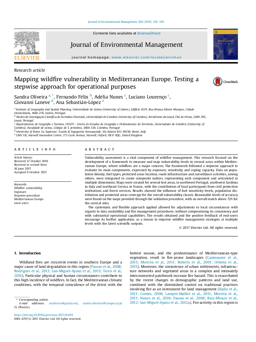 Mapping wildfire vulnerability in Mediterranean Europe. Testing a stepwise approach for operational purposes