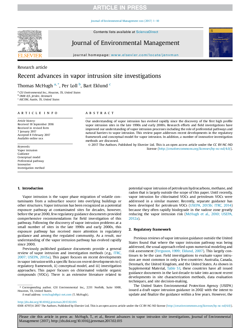 Recent advances in vapor intrusion site investigations