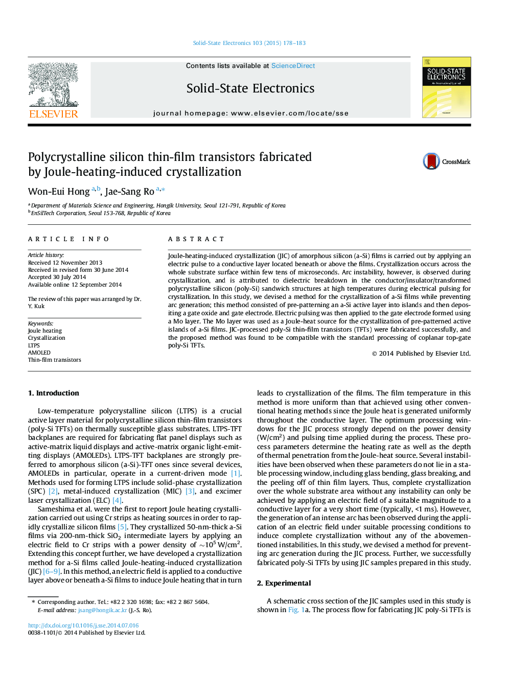 Polycrystalline silicon thin-film transistors fabricated by Joule-heating-induced crystallization