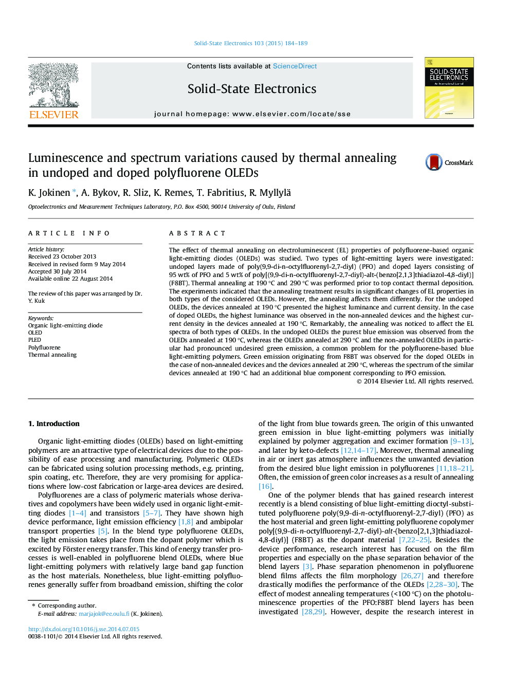 Luminescence and spectrum variations caused by thermal annealing in undoped and doped polyfluorene OLEDs