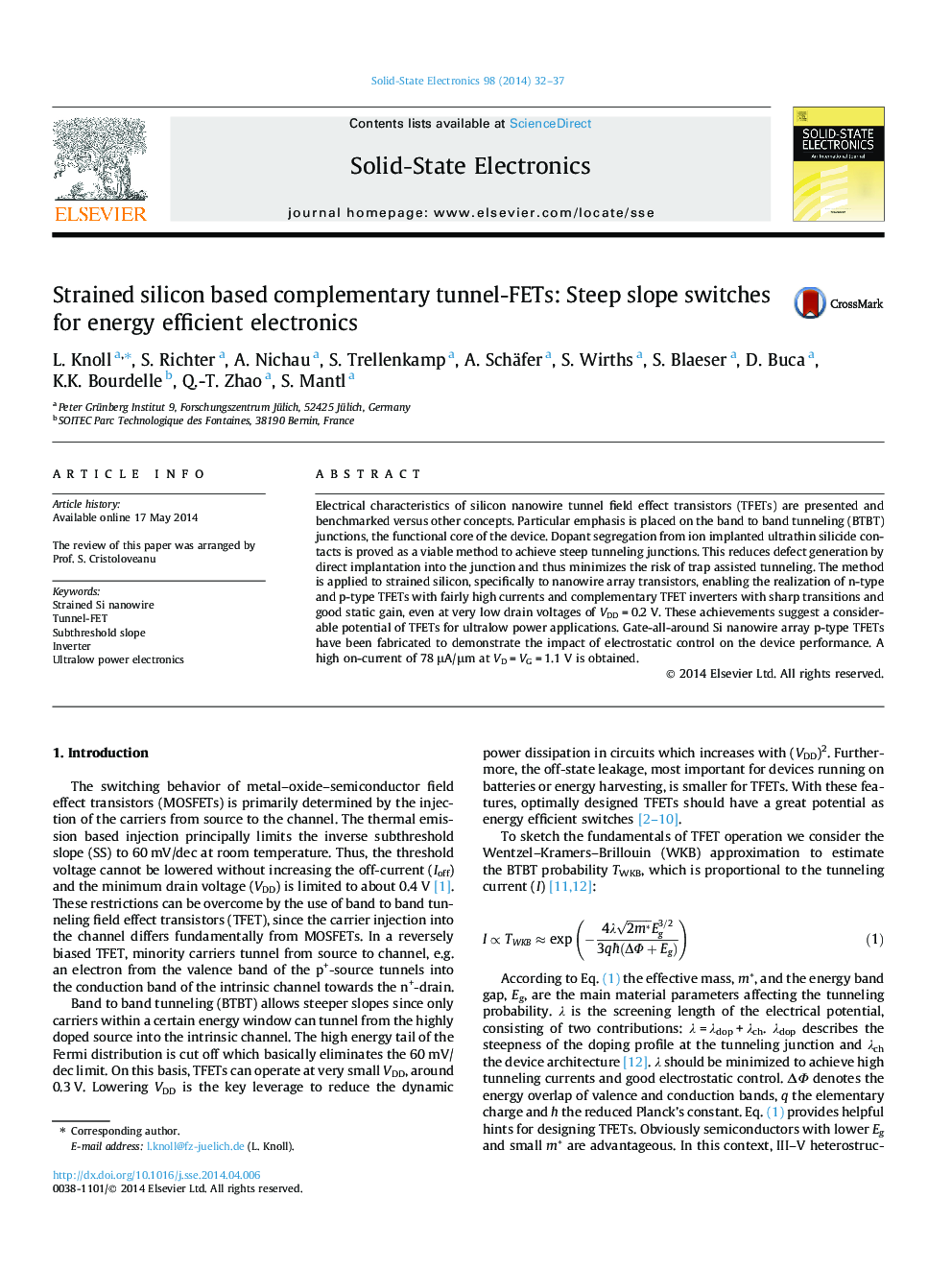 Strained silicon based complementary tunnel-FETs: Steep slope switches for energy efficient electronics