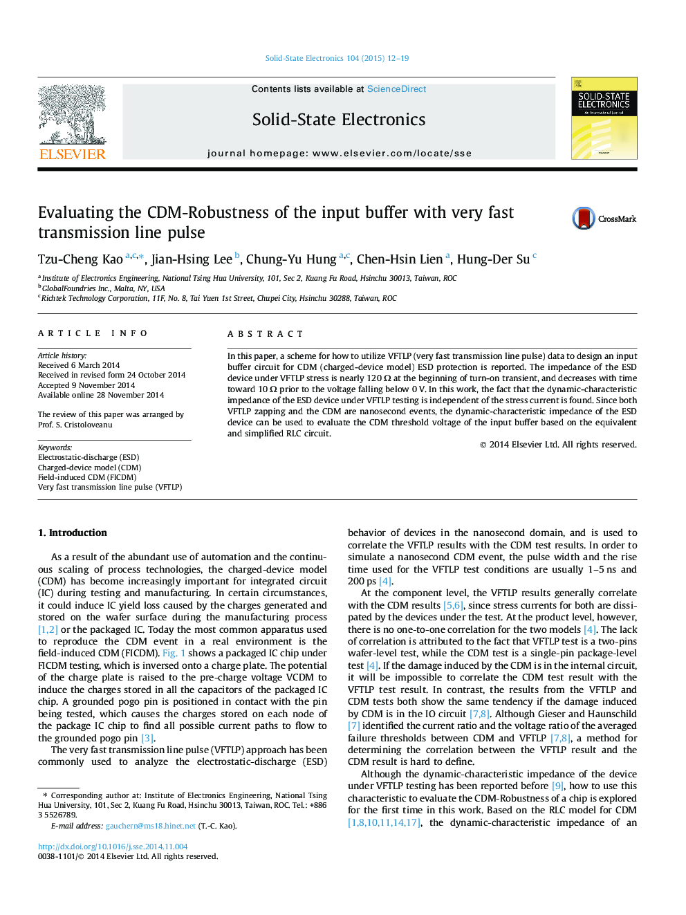 Evaluating the CDM-Robustness of the input buffer with very fast transmission line pulse