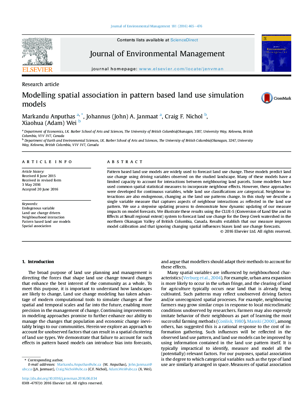 Modelling spatial association in pattern based land use simulation models