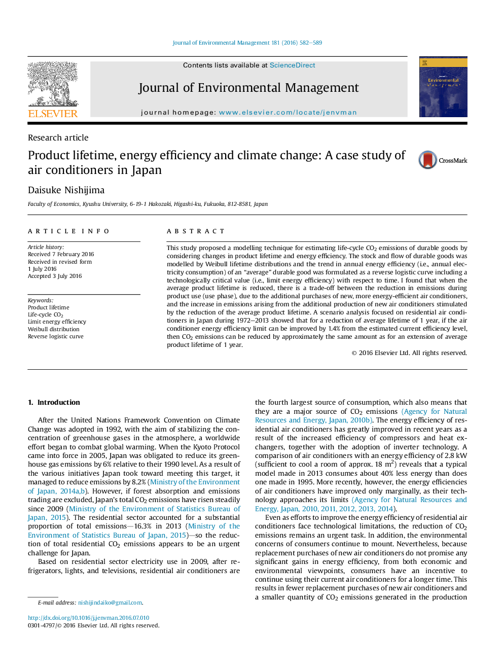 Product lifetime, energy efficiency and climate change: A case study of air conditioners in Japan