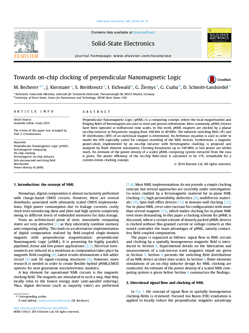 Towards on-chip clocking of perpendicular Nanomagnetic Logic