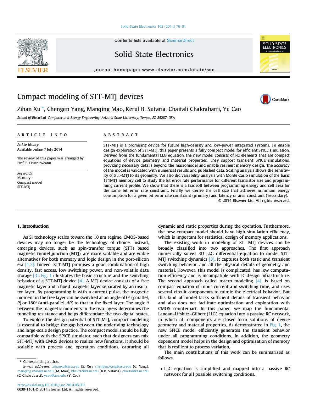 Compact modeling of STT-MTJ devices