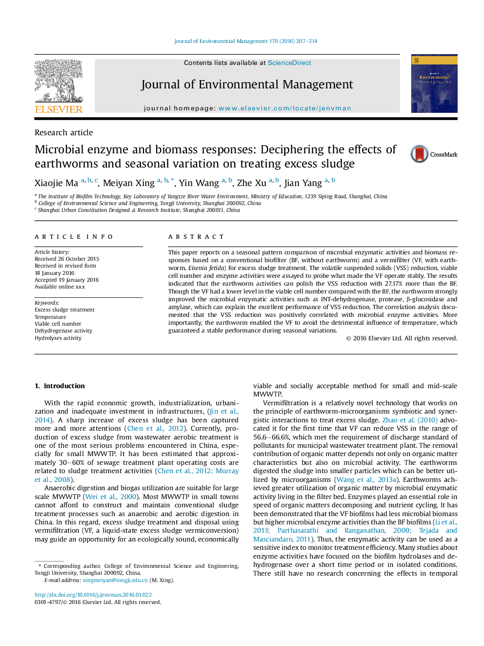 Microbial enzyme and biomass responses: Deciphering the effects of earthworms and seasonal variation on treating excess sludge