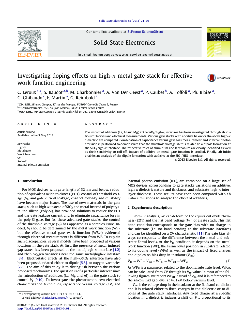 Investigating doping effects on high-κ metal gate stack for effective work function engineering