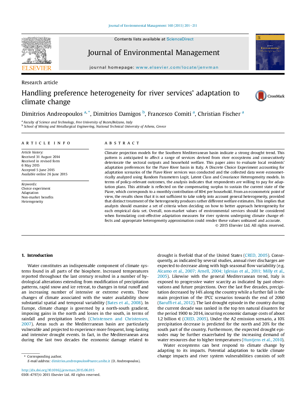 Handling preference heterogeneity for river services' adaptation to climate change