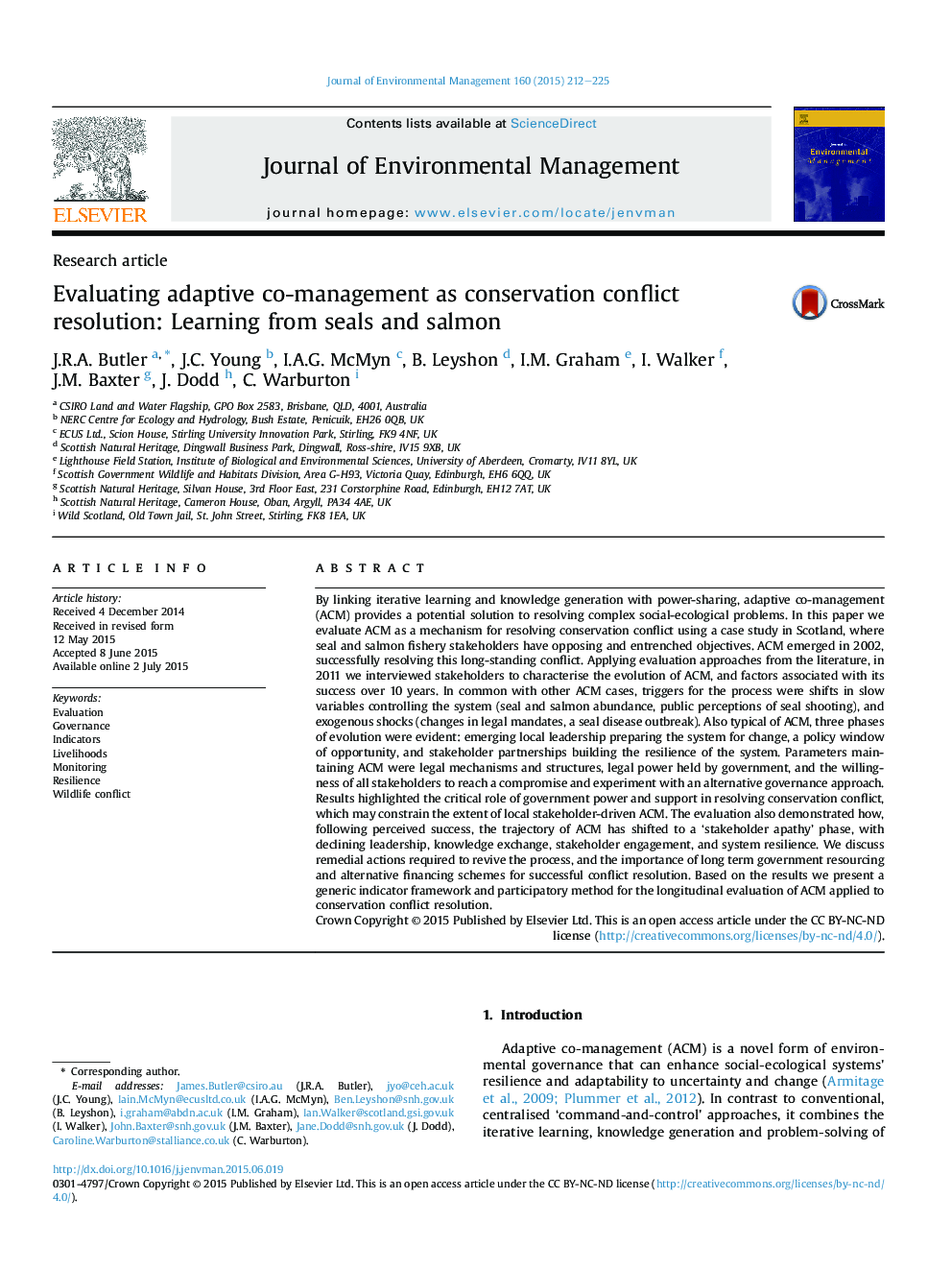 Evaluating adaptive co-management as conservation conflict resolution: Learning from seals and salmon