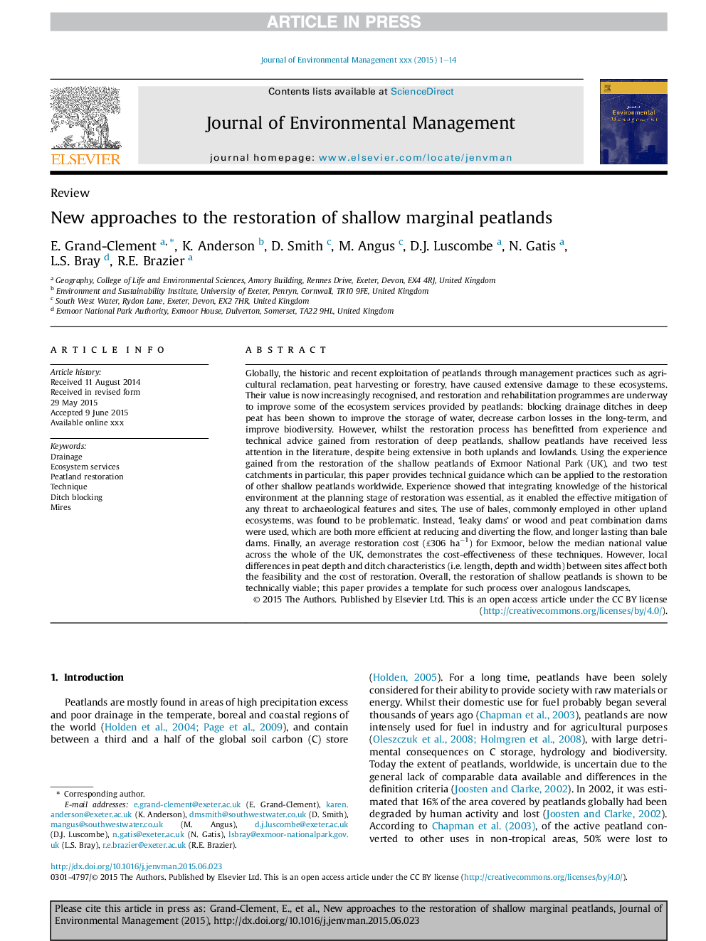 New approaches to the restoration of shallow marginal peatlands