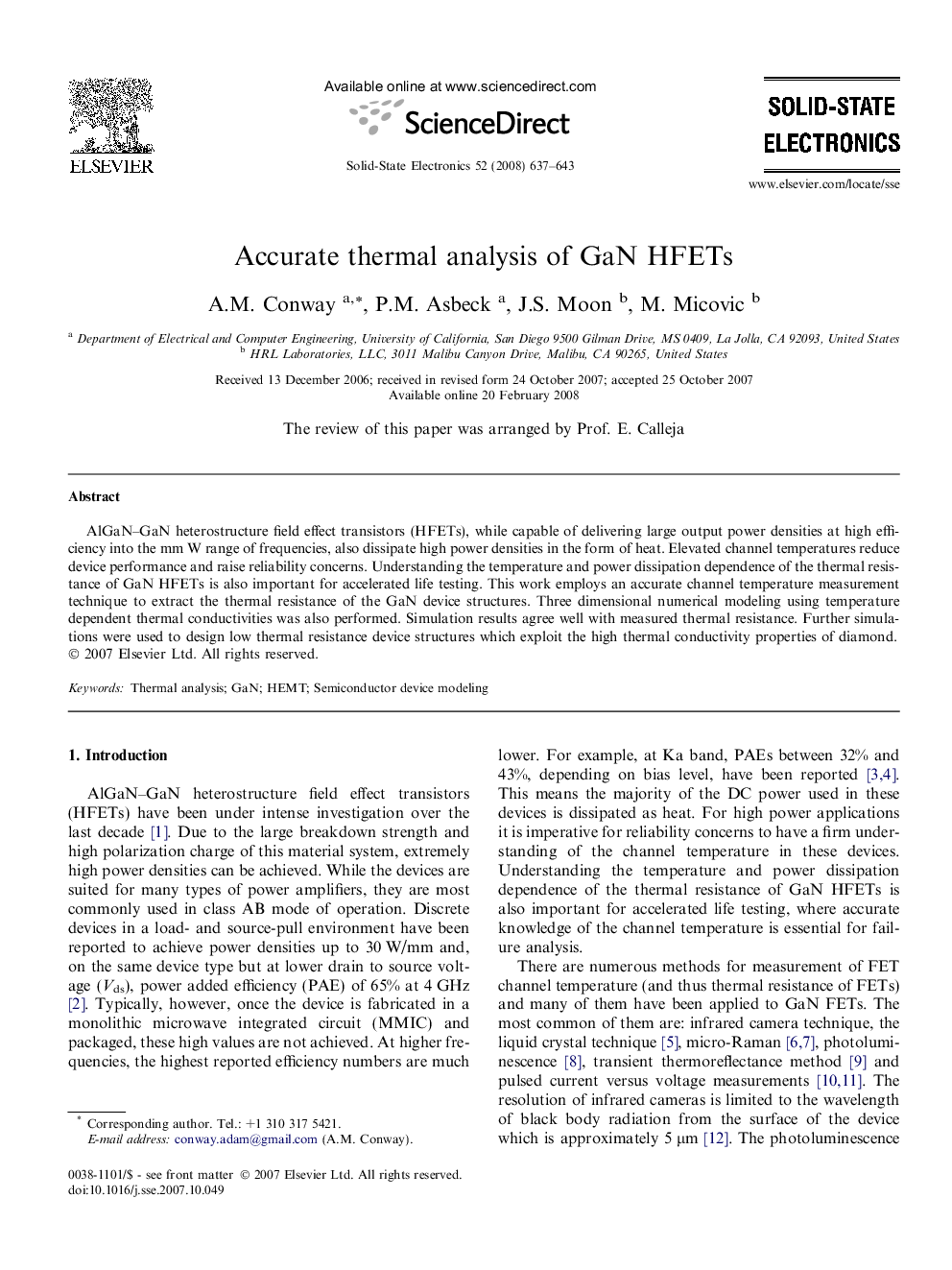 Accurate thermal analysis of GaN HFETs