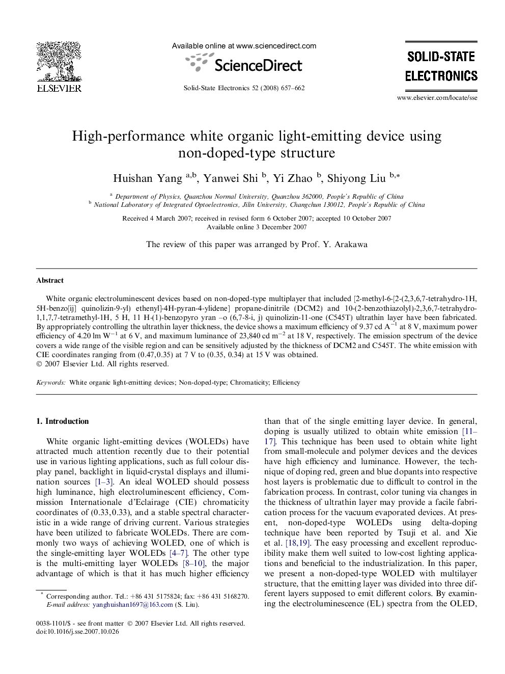 High-performance white organic light-emitting device using non-doped-type structure